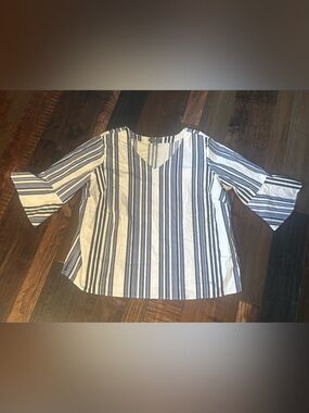 Alexander Jordan Striped Flared Sleeve Blouse Tunic - 2X EUC